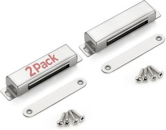 Cabinet Door Magnets, 90 Lbs Strong Magnetic Catch, Heavy Duty, 2 Pack, Silver