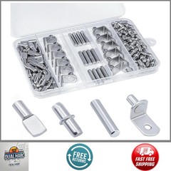 120Pcs Shelf Pins Kit,4 Styles Nickel Plated Shelf Support Pegs 5mm 1/4 Inch