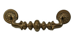 H-64 Lot of 2 Vintage Antique Brass Toned Drawer Pulls, Handles, 5 7/8 inches