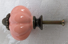 Seimneire PINK Ceramic Pumpkin Cabinet Dresser Draw Pulls Knobs Hardware 1 Piece
