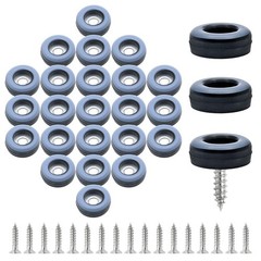 Suiwotin 24pcs 3/4″ (19mm) Screw on Furniture 3/4 inch (19mm), Gray/Black