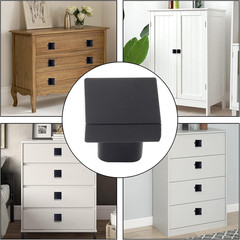 1 Inch Cabinet Knobs, Flat Black, Square, 5 Pack | Mounting Screws Included, Dra