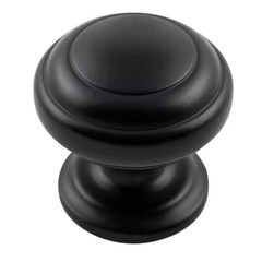 Zephyr Collection Knob 1-1/4 In. Diameter Matte Black Finish Modern Zinc Cabinet