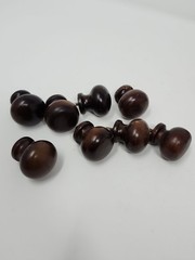 8 Cabinet Drawer Chestnut Wooden Pull Knobs Handles Dark Brown w/ Screws 1.25″