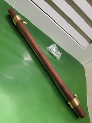 West Elm Modernist Walnut & Antique Brass 8″ Center 10.5″ Drawer Pull Handle NIP