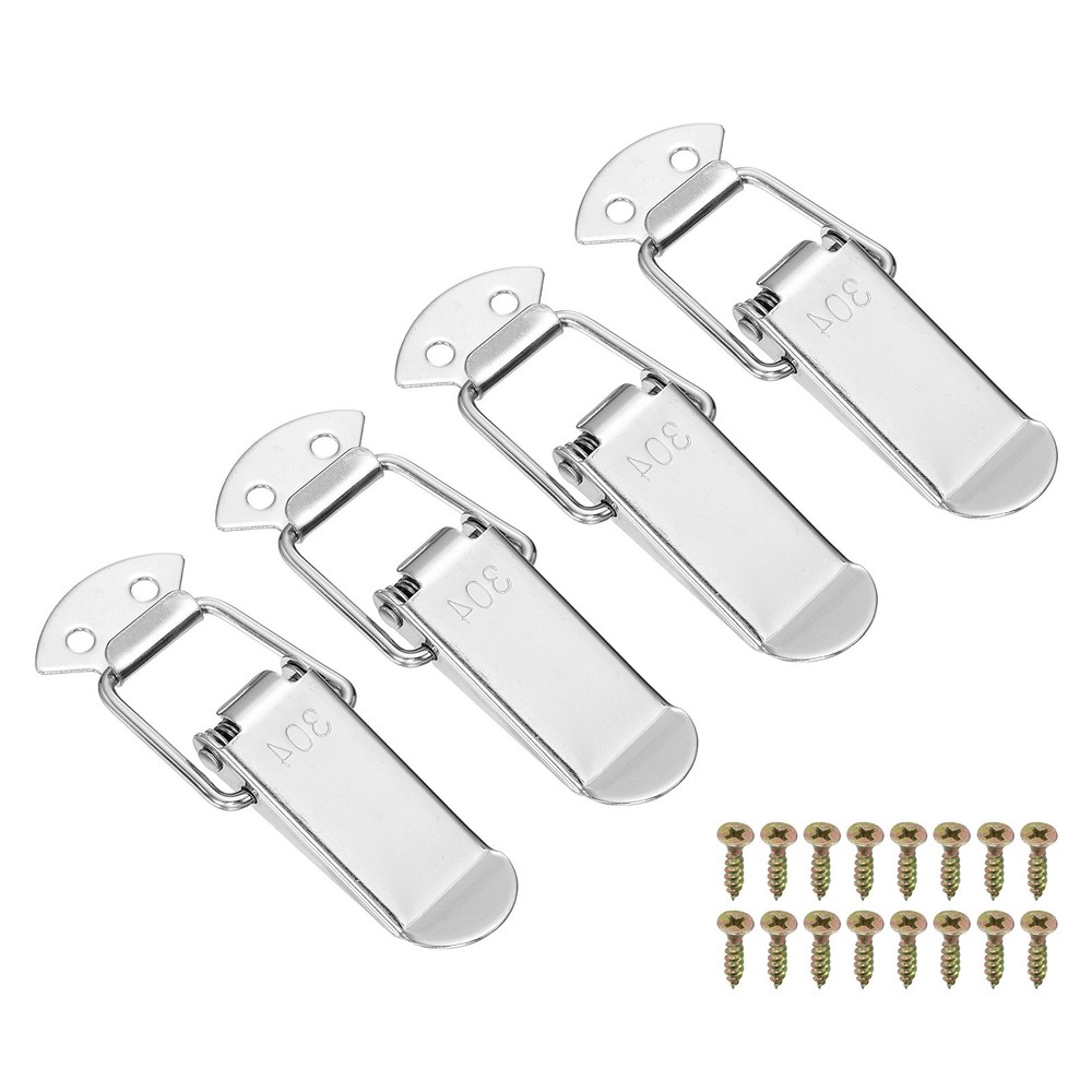4 Pcs 0.8 Inch 304 Stainless Steel Spring Loaded Toggle Latch with Screw, Silver