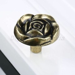 Chic Retro Rose Flower Wardrobe Door Pull Handle Furniture Drawer Cabinet Knob