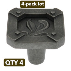 4-pack Amerock Ambrosia Weathered Nickel 1 1/4″ Leaf Cabinet Pull Knob BP4468WN