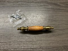 BELWITH Hickory Brass & Oak Wood 3″cc Handle Cabinet Pull Knob N18717 OAK(116)