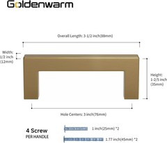 20 Pack Champagne Bronze Cabinet Pulls Gold Cabinet Handles 3 Inch Hole Center