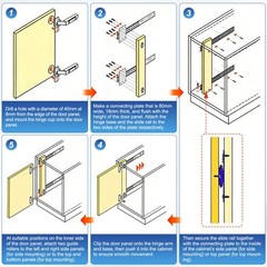 2 Set 14″ Pocket Door Slide Pocket Door Hardware KitW/ Hinges & Screws, Black