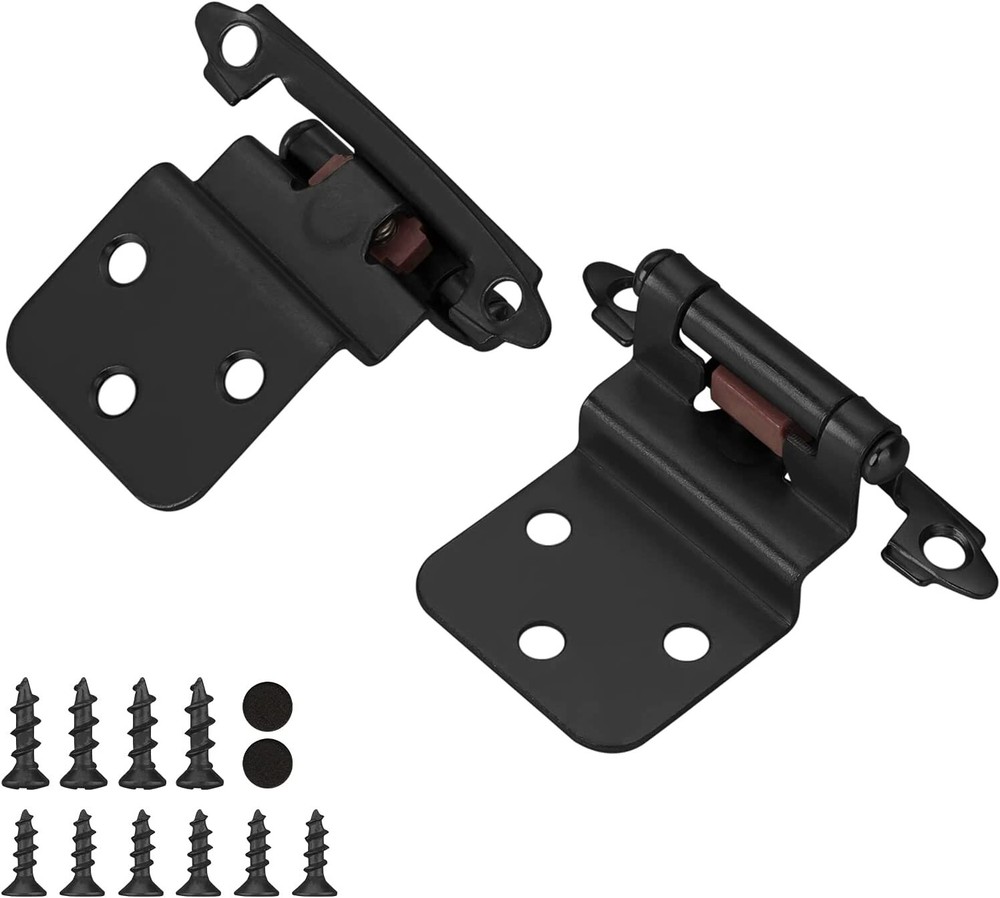 48 PCS 3/8″ Inset Cabinet Door Hinges Self Closing Matte Black Screws Included
