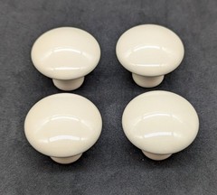 NOS! Lot of 4 Amerock 1-3/8″ Ceramic Mushroom Cabinet Knobs, Almond, 1” Screws