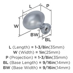 | Cabinet Knob | | 1-3/8 inch (35 mm) Length | Vaile | Polished Chrome Single