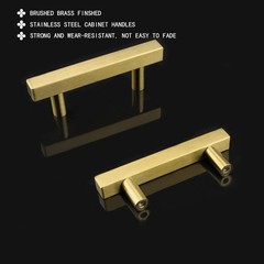 Goldenwarm 10 Pack Brushed Brass Cabinet Pulls T Bar 3in Hole Centers Gold NEW
