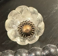 Scalloped Heavy Clear Glass Antique-Brass Knob Cabinet Pull Furniture Hardware