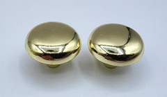 2 Vintage Round Metal Brass Gold Color Drawer Pull Cabinet Handle 1 1/8 Inch