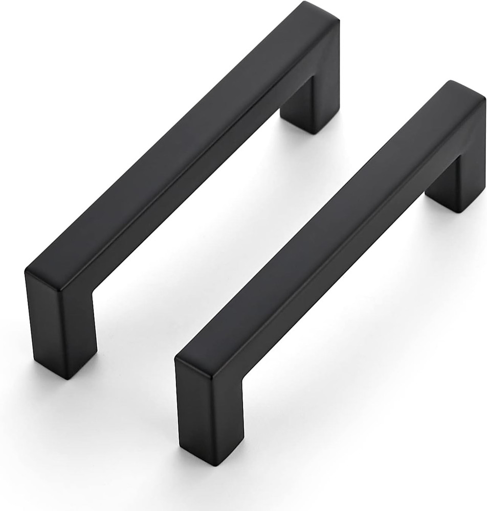 Matte Black Square Cabinet Handles Drawer Pulls 4 Inch 30 Pack | Stainless Steel