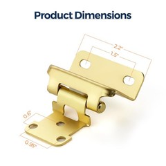 4 Pack (2 Pairs) 1/2″ Overlay Cabinet Hinges, Gold Self-Closing Semi-Concealed P
