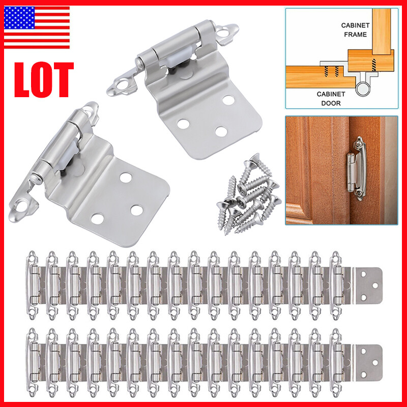 Kitchen Cabinet Hinges 3/8″ Inset Self Closing Face Mount Cupboard Door Hinges