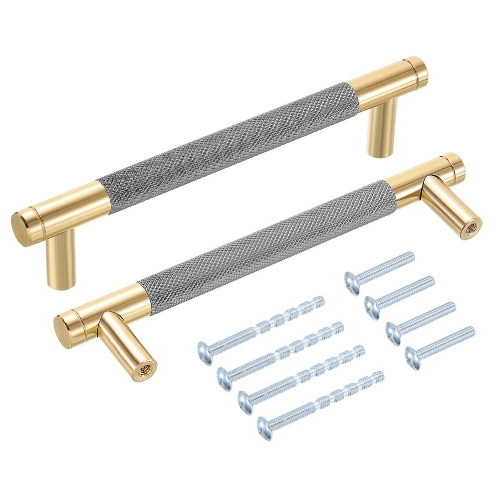 Cabinet Handles, 14Pcs 5″ Aluminum Alloy Champagne Gold Knurled Pulls (Silver)