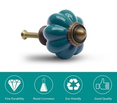 Seimneire 25pcs Teal Pumpkin Knobs, Vintage Ceramic Cabinet Knobs, Dresser Dr…