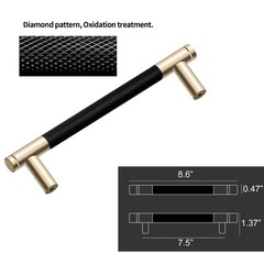 Westablize 2 Pack 7 1/2 Inch 192mm Bar Cabinet Pulls Gold and Black Knurled H…