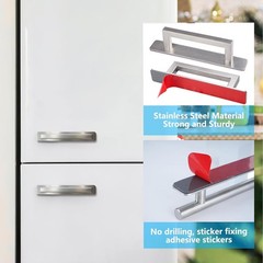 Durable Square Self-Adhesive Handles – 6” Stainless Steel Easy Install, 2 Pack