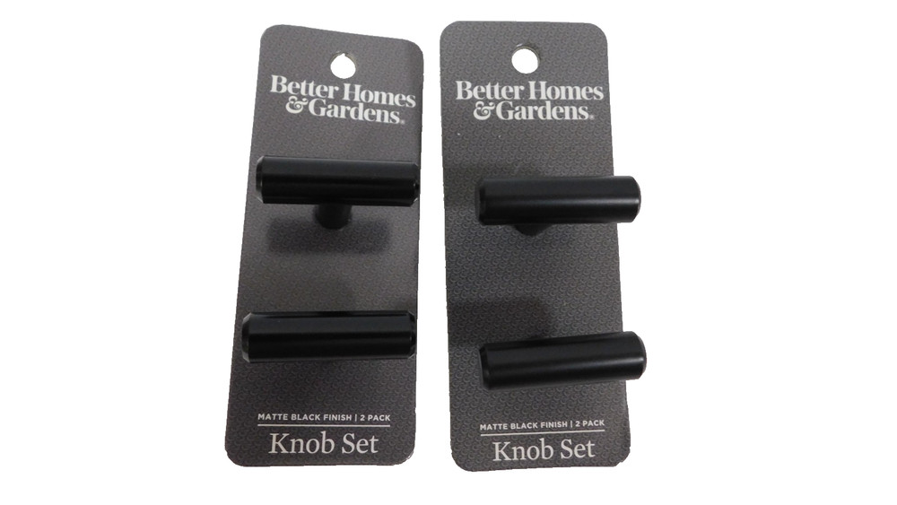 Better Homes & Gardens Matte Black Finish Knob Set, 2 Packs Of Two