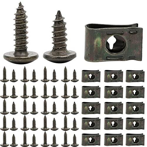 200Pcs Automotive U Tape Clip Fastener Self-tapping Screw+U Tape Clips 200PCS