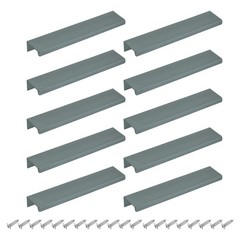 Cabinet Edge Finger Pull, 10pcs 150mm / 5.91″ Hidden Cabinet Pulls, Gray