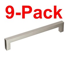 MISENO 9-Pack Studio 6-5/16 Inch C/C Handle-Style Cabinet Pull, Satin Nickel