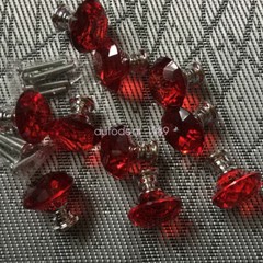 10pcs Red Crystal Glass Kitchen Cabinet Drawer Pull Handle Knobs Replacement
