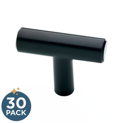 (30-Pack) Simple Bar 1-1/4 In. (32 Mm) Modern Matte Black T-Shaped Bar Cabinet K