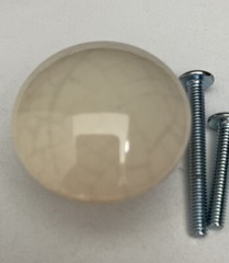 CRACKLE GLAZED CERAMIC MUSHROOM CABINET KNOB(S) IVORY/CREAM- 1-1/2“ w SCREWS
