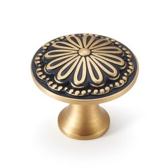 and Brushed-Gold Cabinet-Knobs – Pack Flower Brass Drawer Pulls for 2 Black