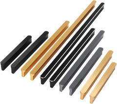 5 Pack Black T-Shape Cabinet Pulls with Silver Edge for Kitchen & Dressers