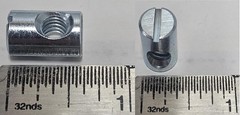 (25) Cross Dowels/Barrel Nuts – 1/4-20 16mm X 10mm Zinc-Plated Off-Centered CNC