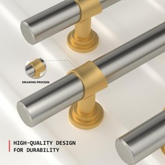 homdiy 10 Pack 3″ Brushed Nickel & Gold Cabinet Pulls Handle Drawer
