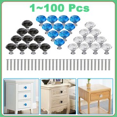 Diamond Shape Crystal Glass Cabinet Knobs Drawer Kitchen Dresser Handle Pull Lot