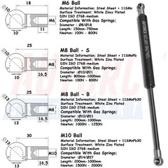 UNIVERSAL HEAVY DUTY GAS STRUTS 200MM – 1000MM MULTI PURPOSE 1000 (N) – 2000 (N)
