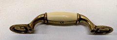 13 NOS 5″ Cream Porcelain Brass Handles Pulls Cabinet Drawer Belwith P743-MPIV