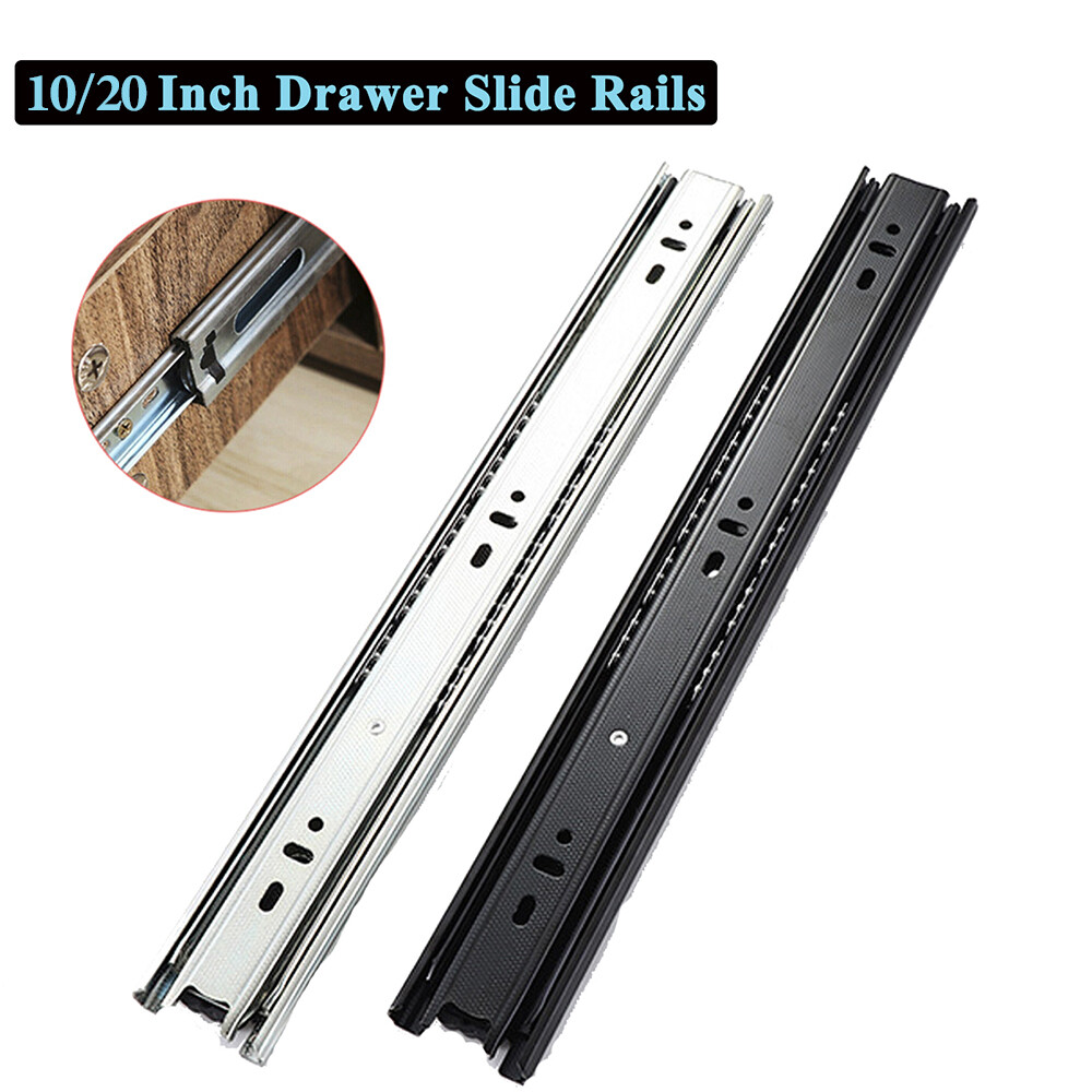 1 Pair Ball Bearing Slide Rail Extension Cabinet Drawer Runners Slider 10-20inch