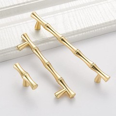 10pcs Cabinet Handles Hole Centers 3-3/4″, Bamboo Shape Kitchen Cupboard Dres