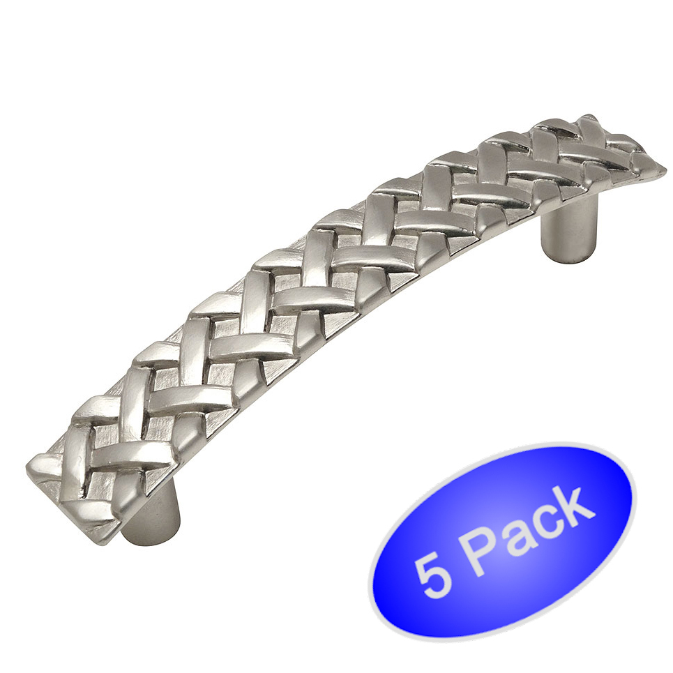 *5 Pack* Cosmas Cabinet Hardware Satin Nickel Braided Handle Pulls #7066SN