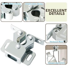 12 Pack Silver Cold Rolled Steel Double Ball Roller Catch Cabinet Latches