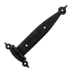 Blockstool Traditional Forged Iron Rustic Strap Cabinet Hinge, Pack of 4 (Black)