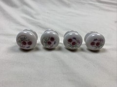 Floral Round Porcelain 4 Cabinet Drawer Pull Knobs Hardware Shabby Chic Design