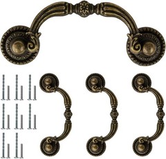 4 Pack Antique Drop Bail Pull Handles 2.75 Inch Hole Center for Cabinet Dresser