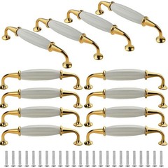 12PCS 5″ Hole White Ceramic Drawer Pull Handles for Dresser Cabinets with Screws